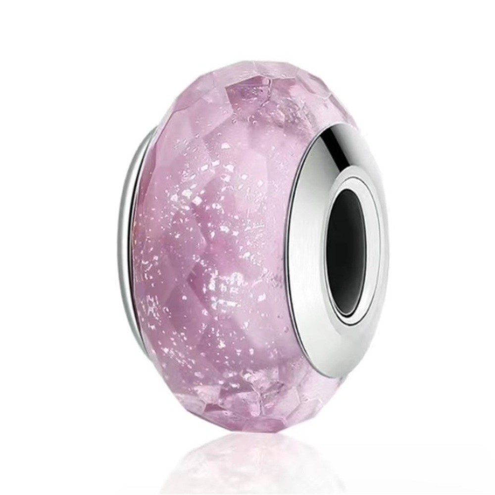Pink and silver spacer charm